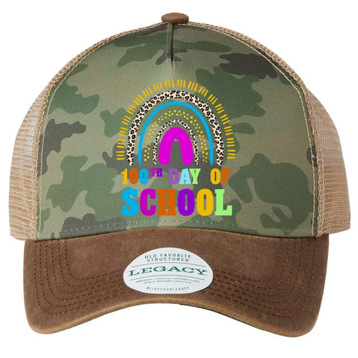 Cute 100th Day Of School Leopard Rainbow Legacy Tie Dye Trucker Hat