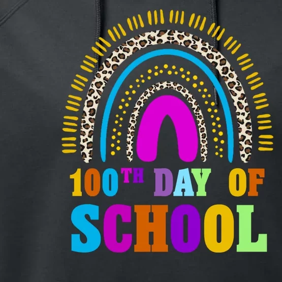 Cute 100th Day Of School Leopard Rainbow Performance Fleece Hoodie