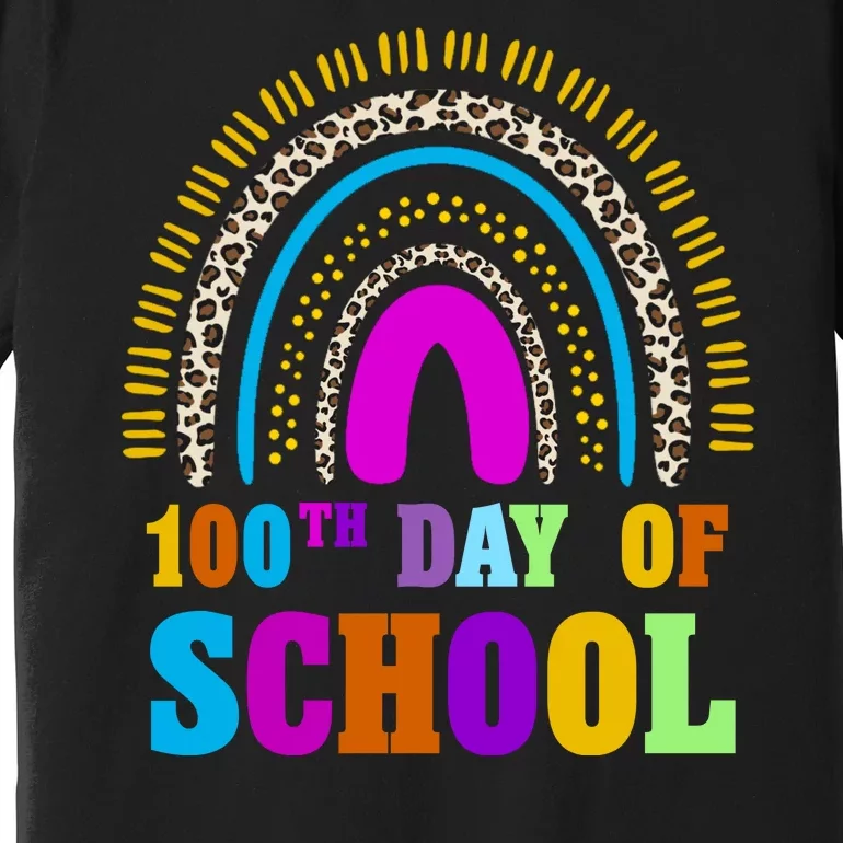 Cute 100th Day Of School Leopard Rainbow Premium T-Shirt