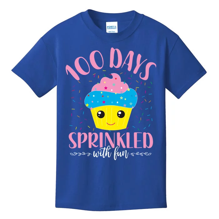 Cupcake 100th Day Of School 100 Days Sprinkled With Fun Gift Kids T-Shirt