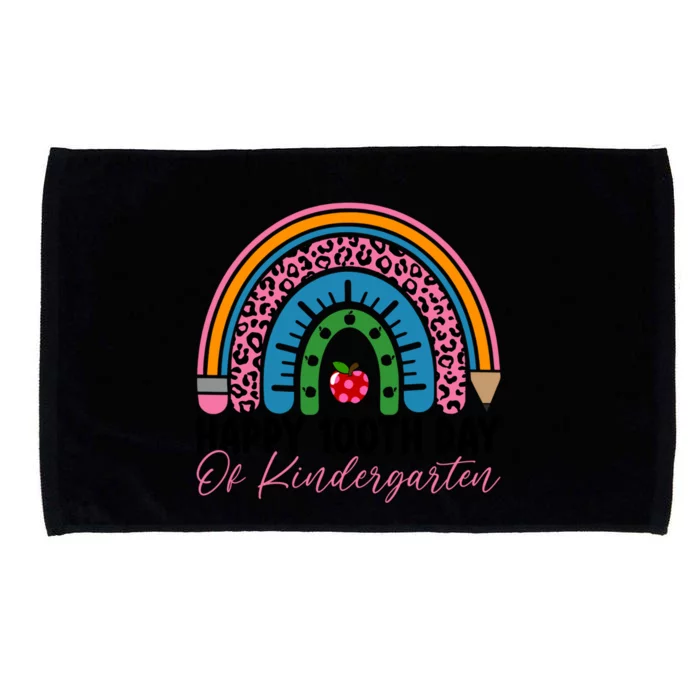 Cute 100th Day Of Kindergarten 100 Days Leopard Rainbow Gift Microfiber Hand Towel