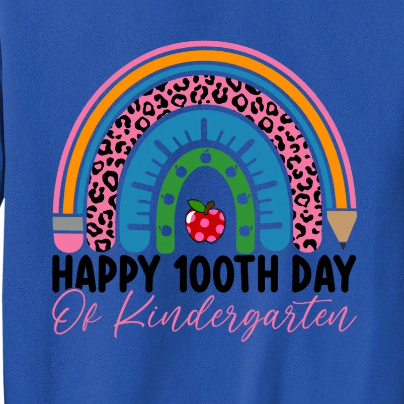 Cute 100th Day Of Kindergarten 100 Days Leopard Rainbow Gift Sweatshirt