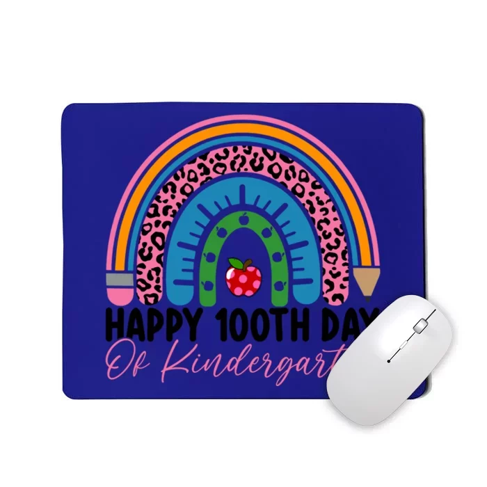 Cute 100th Day Of Kindergarten 100 Days Leopard Rainbow Gift Mousepad