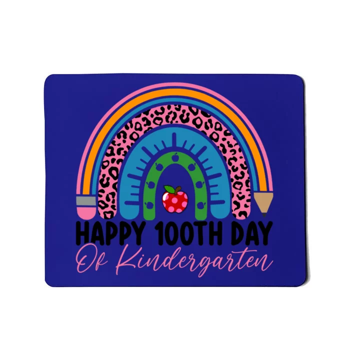 Cute 100th Day Of Kindergarten 100 Days Leopard Rainbow Gift Mousepad