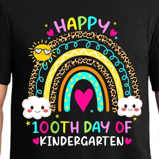 Cute 100th Day Of Kindergarten 100 Days Smarter Rainbow Gift Pajama Set