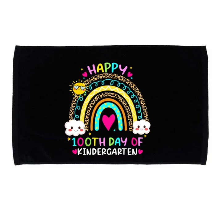 Cute 100th Day Of Kindergarten 100 Days Smarter Rainbow Gift Microfiber Hand Towel