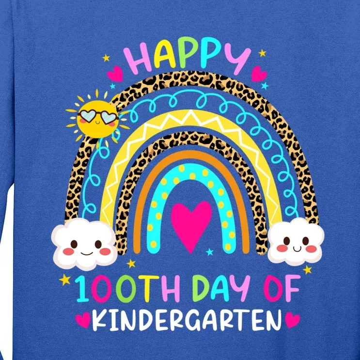 Cute 100th Day Of Kindergarten 100 Days Smarter Rainbow Gift Long Sleeve Shirt