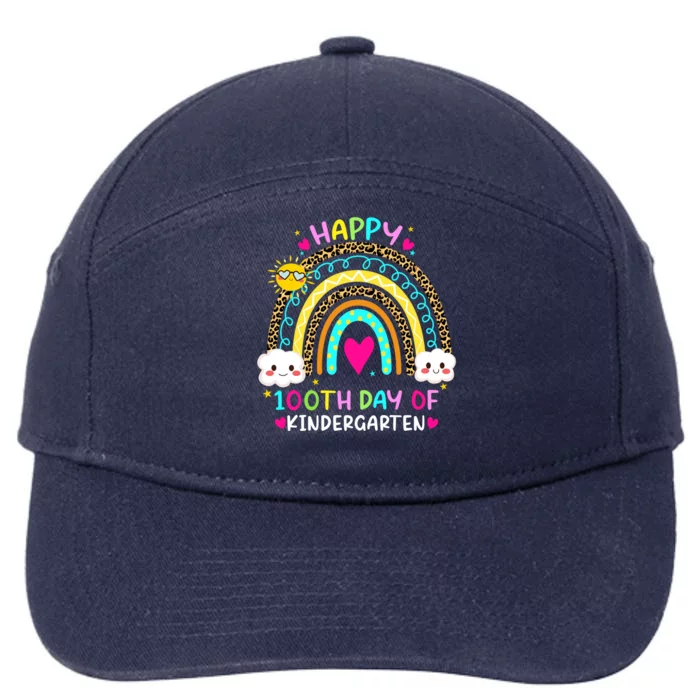 Cute 100th Day Of Kindergarten 100 Days Smarter Rainbow Gift 7-Panel Snapback Hat