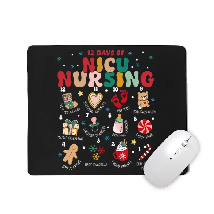 Cute 12 Days of Nicu Unit Nursing Funny Christmas Mousepad