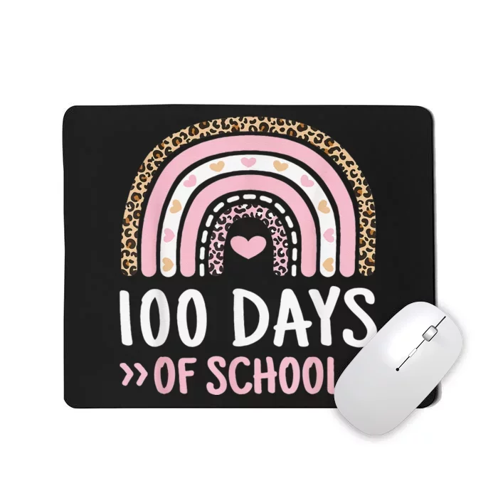 Cute 100th Day Of School 100 Days Leopard Rainbow Mousepad