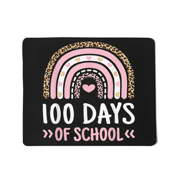 Cute 100th Day Of School 100 Days Leopard Rainbow Mousepad