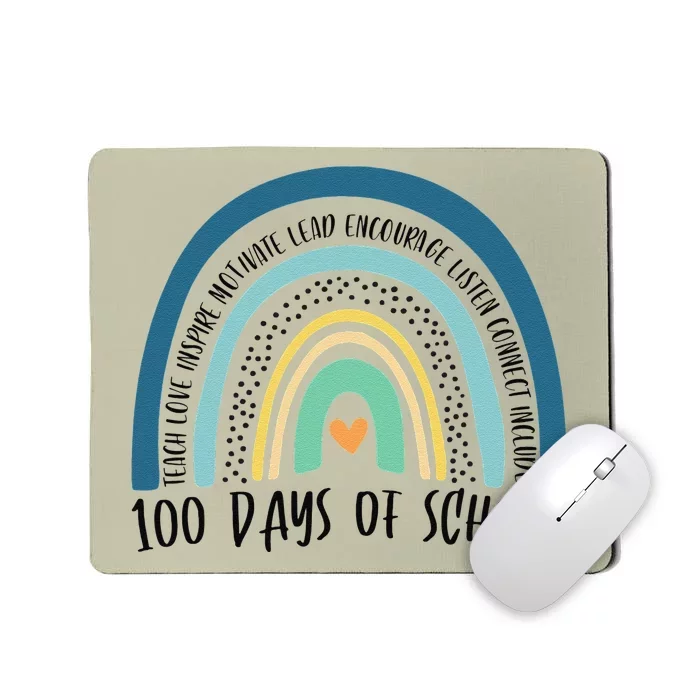 Cute 100th Day Of School Teacher 100 Days Smarter Rainbow Mousepad