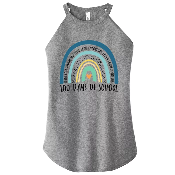 Cute 100th Day Of School Teacher 100 Days Smarter Rainbow Women’s Perfect Tri Rocker Tank