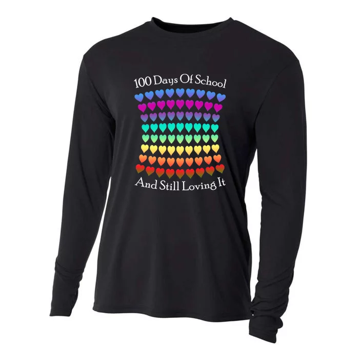 Cute 100 Days Of School And Still Loving It Hearts 100th Day Cooling Performance Long Sleeve Crew