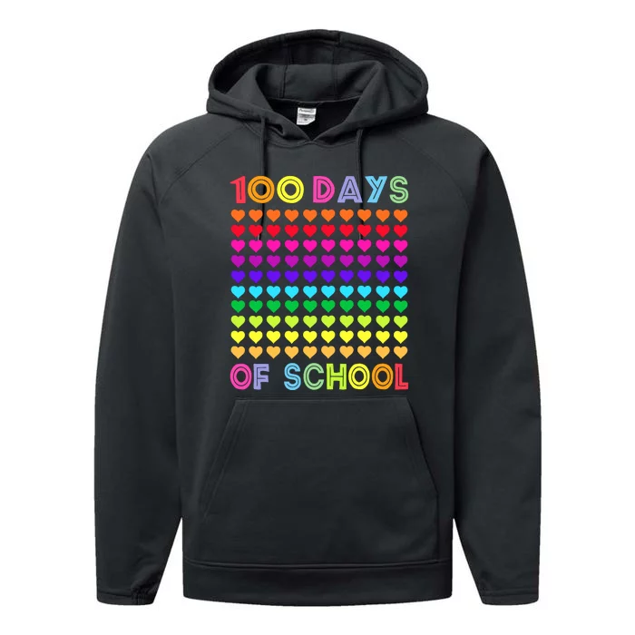 Cute 100 Days Of School And Still Loving It Hearts 100th Day Performance Fleece Hoodie