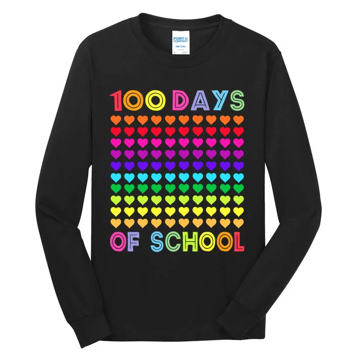 Cute 100 Days Of School And Still Loving It Hearts 100th Day Tall Long Sleeve T-Shirt