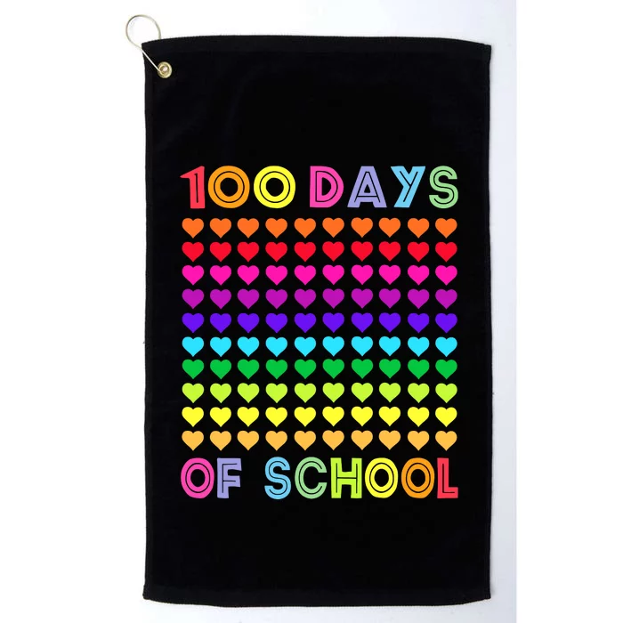 Cute 100 Days Of School And Still Loving It Hearts 100th Day Platinum Collection Golf Towel