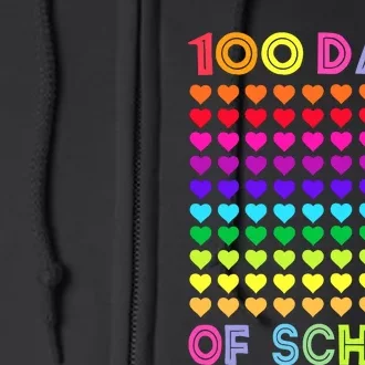 Cute 100 Days Of School And Still Loving It Hearts 100th Day Full Zip Hoodie