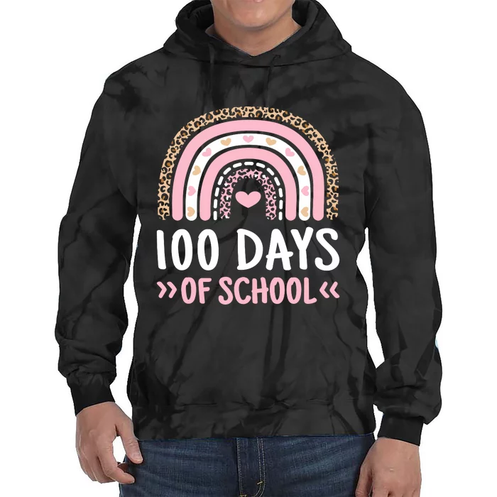 Cute 100 Days Of School Rainbow 100th Day Of School Tie Dye Hoodie