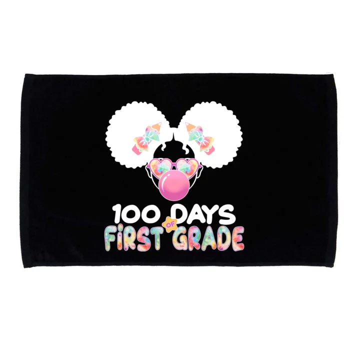 Cute 100 Days Of First Grade Tie Dye Afro Puff Girl Microfiber Hand Towel