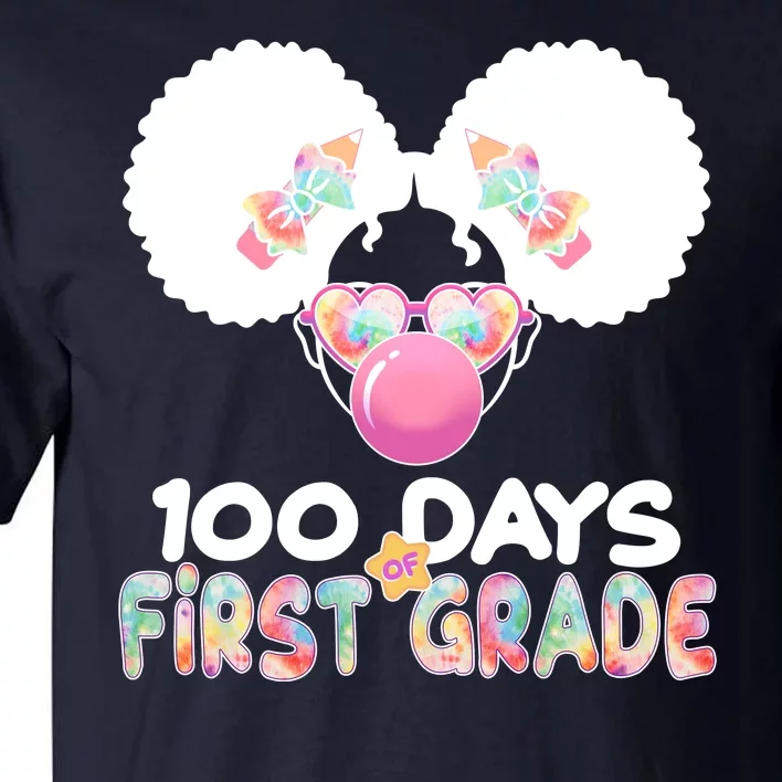 Cute 100 Days Of First Grade Tie Dye Afro Puff Girl Tall T-Shirt