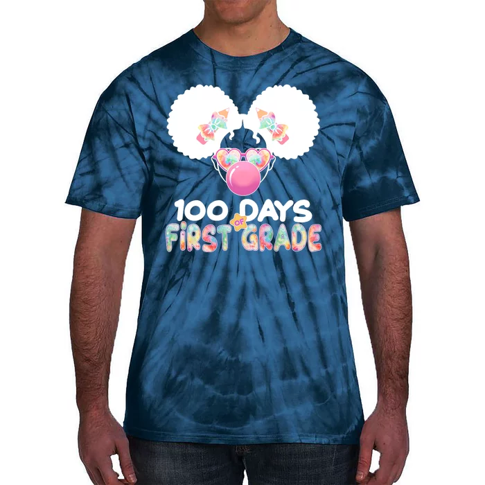 Cute 100 Days Of First Grade Tie Dye Afro Puff Girl Tie-Dye T-Shirt