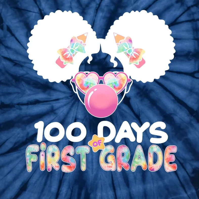 Cute 100 Days Of First Grade Tie Dye Afro Puff Girl Tie-Dye T-Shirt