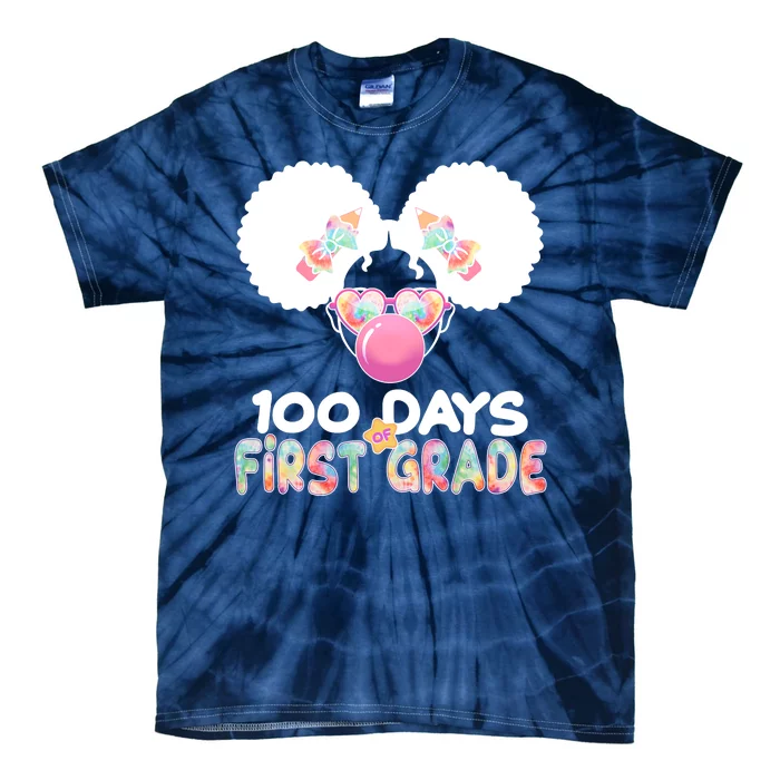 Cute 100 Days Of First Grade Tie Dye Afro Puff Girl Tie-Dye T-Shirt