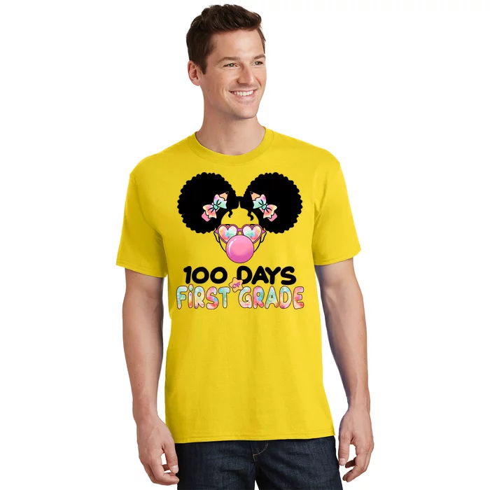 Cute 100 Days Of First Grade Tie Dye Afro Puff Girl T-Shirt