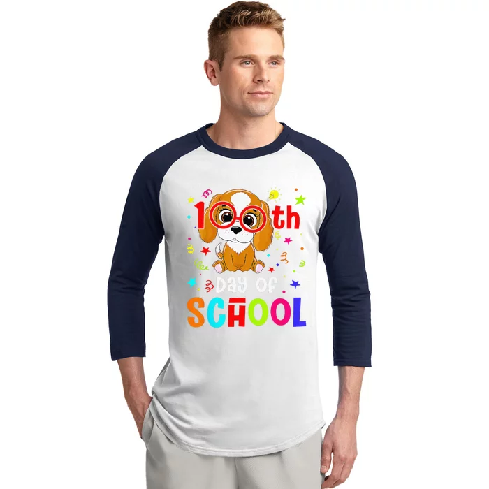 Cute 100th Day Of School Dog 100 Days Student Teacher Baseball Sleeve Shirt