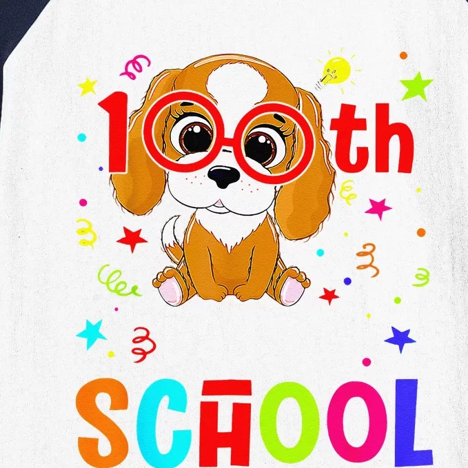 Cute 100th Day Of School Dog 100 Days Student Teacher Baseball Sleeve Shirt