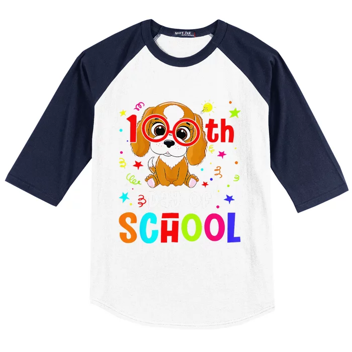 Cute 100th Day Of School Dog 100 Days Student Teacher Baseball Sleeve Shirt