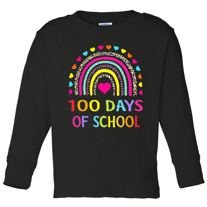 Cute 100 Days Of School Rainbow 100th Day Of School Toddler Long Sleeve Shirt