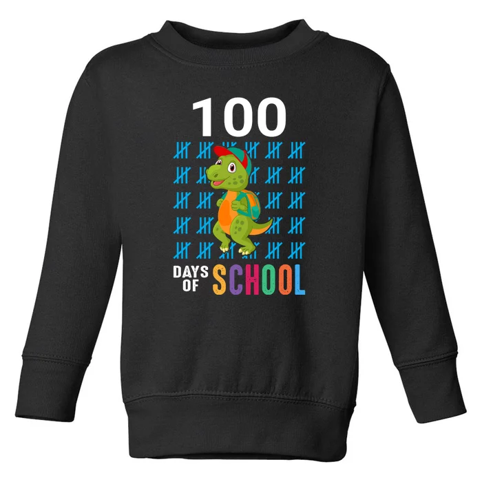 Cute 100th Day Of School Dino Happy 100 Days Dinosaur TRex Toddler Sweatshirt