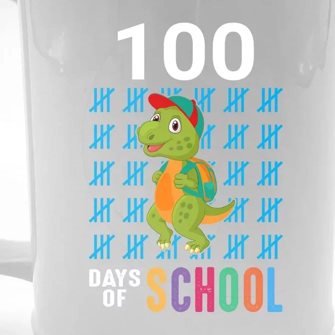 Cute 100th Day Of School Dino Happy 100 Days Dinosaur TRex Front & Back Beer Stein