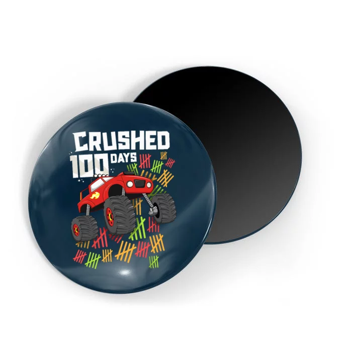 Crushed 100 Days Of School Boy Monster Truck 100th Magnet