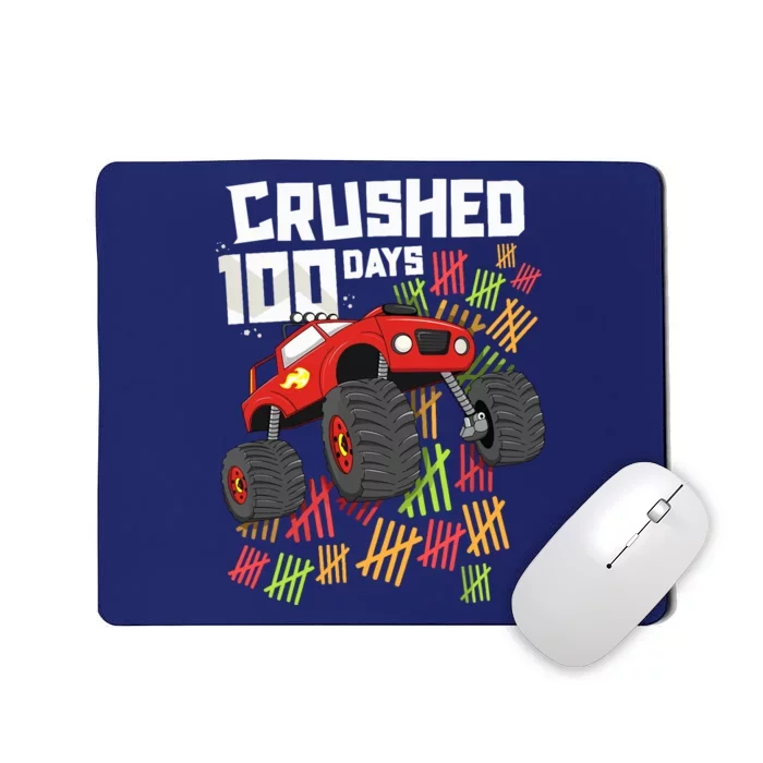 Crushed 100 Days Of School Boy Monster Truck 100th Mousepad