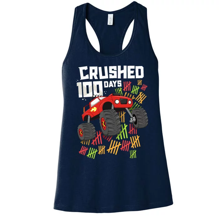 Crushed 100 Days Of School Boy Monster Truck 100th Women's Racerback Tank