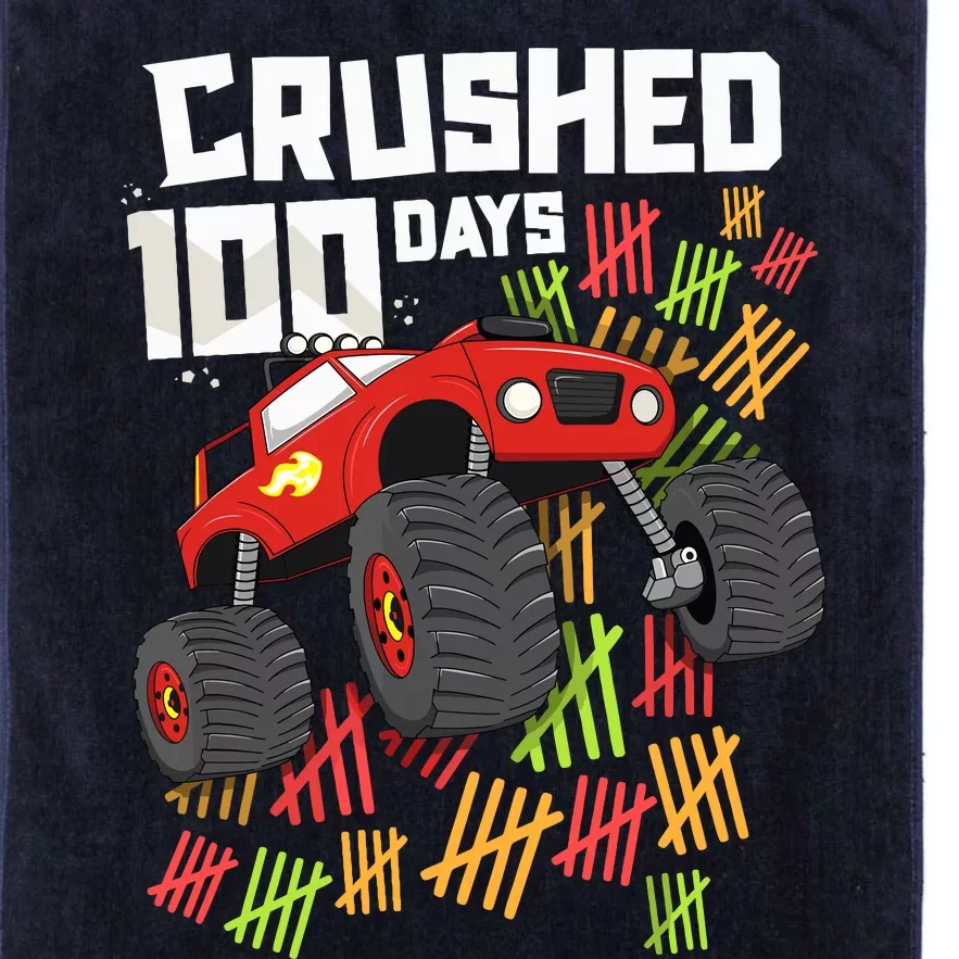 Crushed 100 Days Of School Boy Monster Truck 100th Platinum Collection Golf Towel