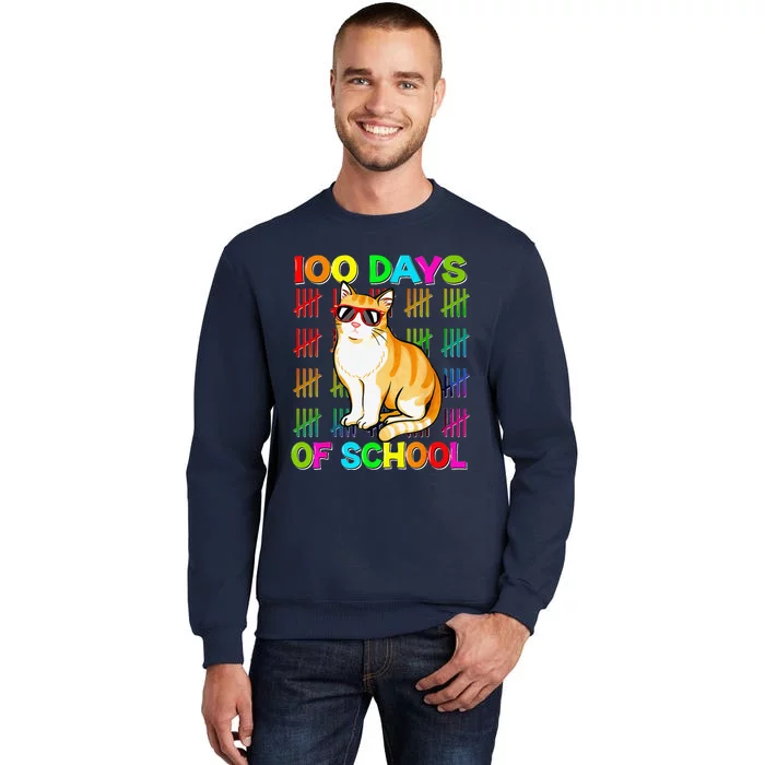 Cute 100 Days School Cat Lovers 100th Day Of School Gift Sweatshirt