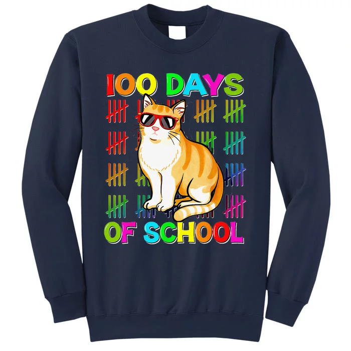 Cute 100 Days School Cat Lovers 100th Day Of School Gift Sweatshirt