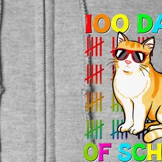 Cute 100 Days School Cat Lovers 100th Day Of School Gift Full Zip Hoodie