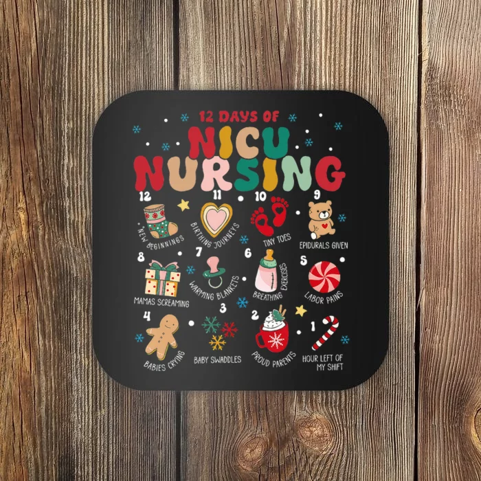 Cute 12 Days of Nicu Unit Nursing Funny Nicu Nurse Christmas Coaster