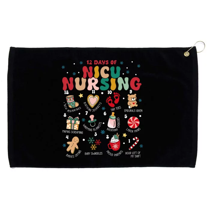 Cute 12 Days of Nicu Unit Nursing Funny Nicu Nurse Christmas Grommeted Golf Towel