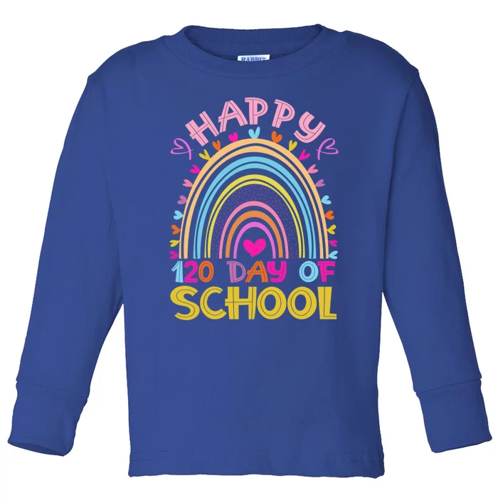 Cute 120th Day Of School Teacher Cool Gift 120 Days Smarter Rainbow Meaningful G Toddler Long Sleeve Shirt