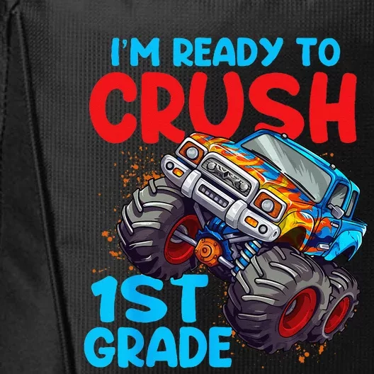 Crush 1st Grade Monster Truck Kids Back To School City Backpack