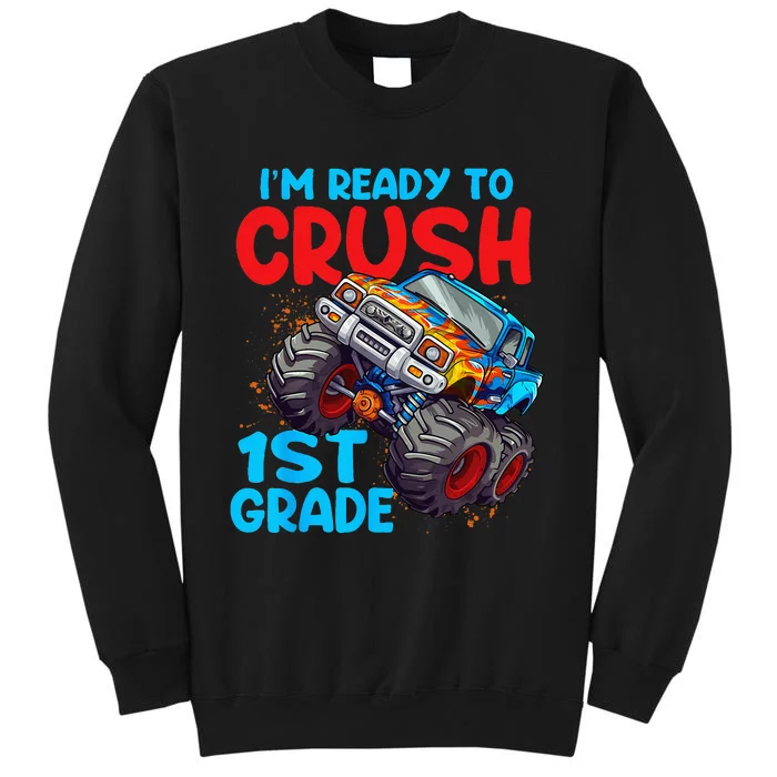 Crush 1st Grade Monster Truck Kids Back To School Tall Sweatshirt