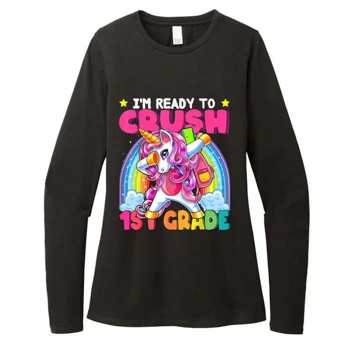 Crush 1st Grade Dabbing Unicorn Back To School Girl Gift Womens CVC Long Sleeve Shirt