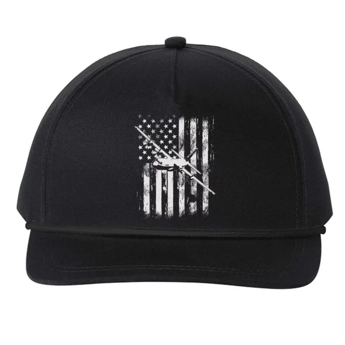 C 130 Hercules Military Aircraft American Flag Snapback Five-Panel Rope Hat