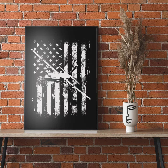 C 130 Hercules Military Aircraft American Flag Poster